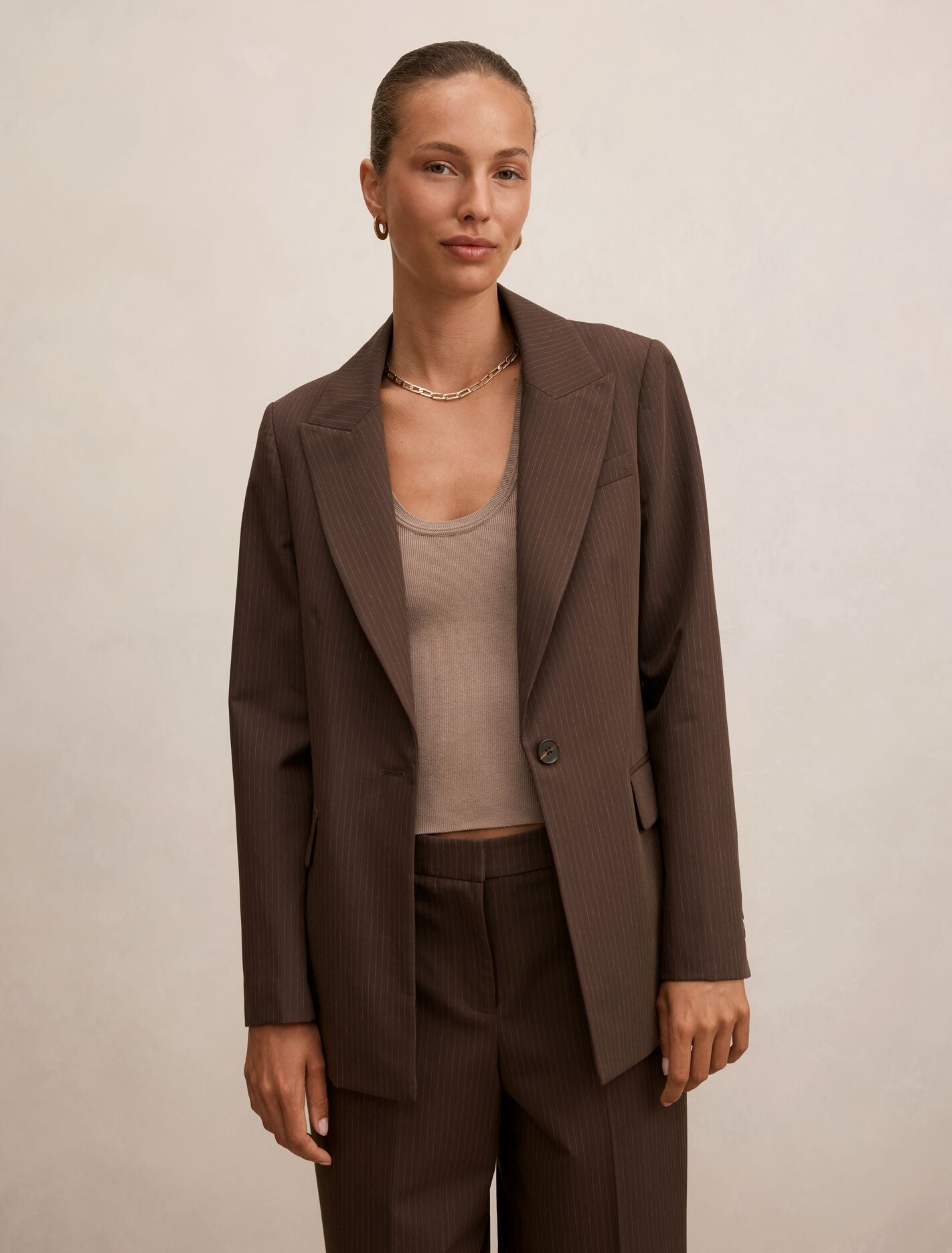 Bree Pinstripe Single Breasted Blazer Forever New