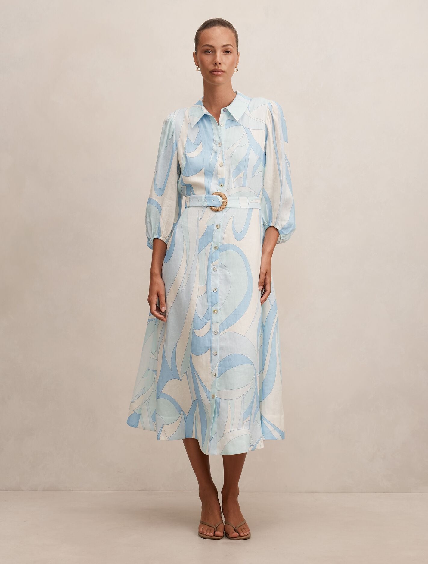 Fia Printed Shirt Midi Dress Mint Tavira Forever New