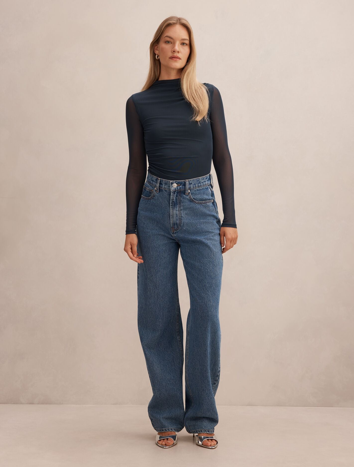 Charlotte High Neck Long Sleeve Top Forever New