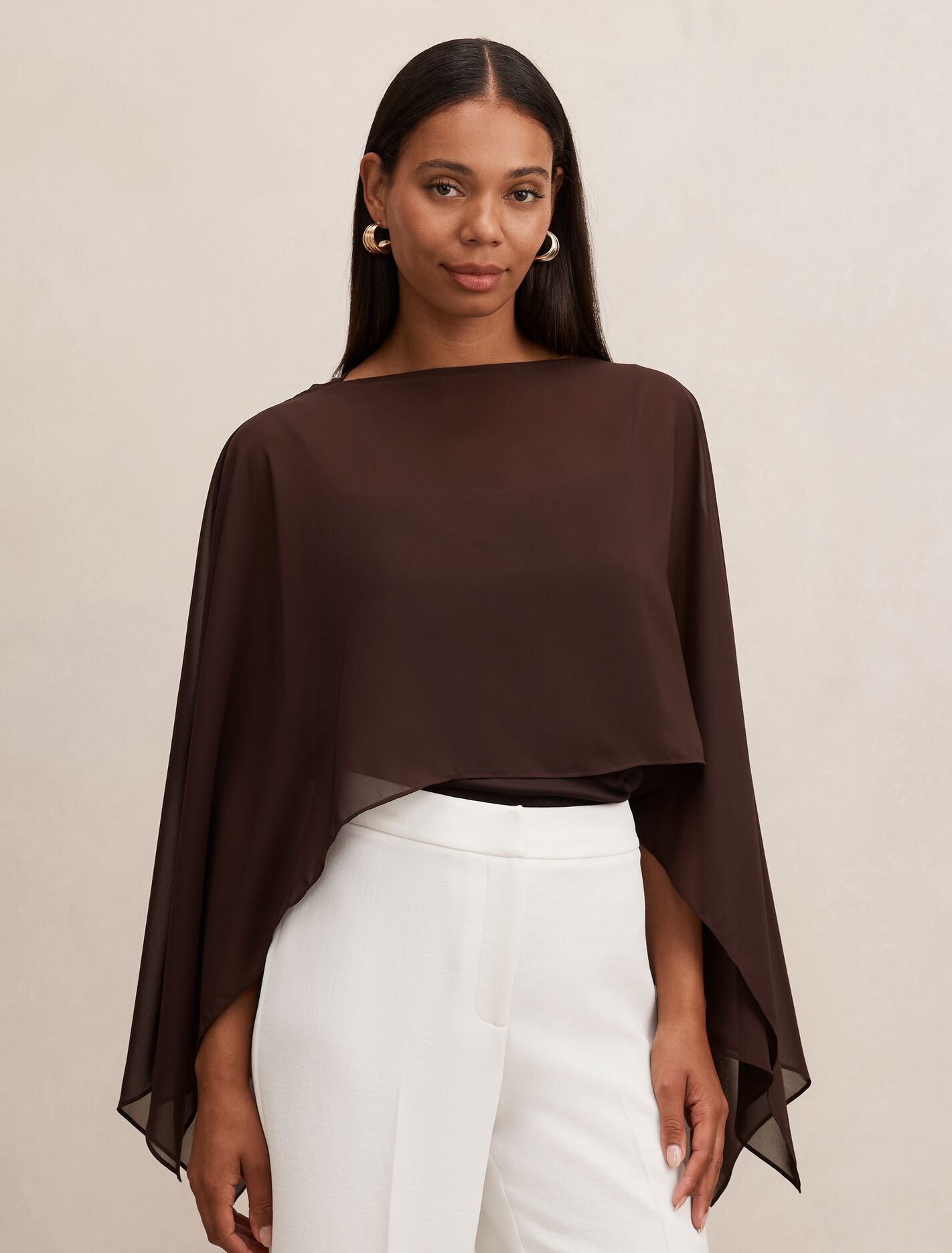 Arianna Chiffon Cape 0 Chocolate Forever New
