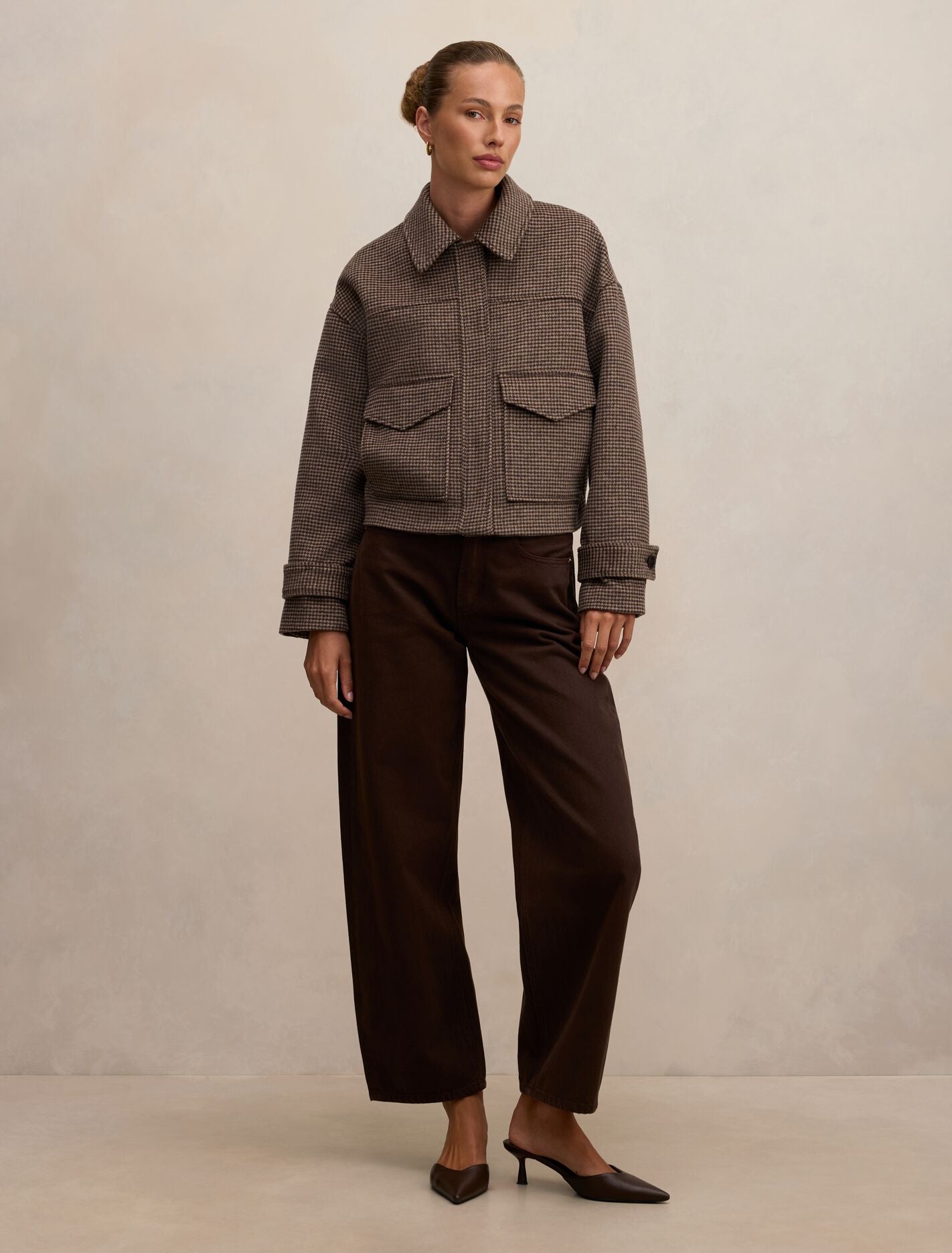 Kaylee Check Cropped Jacket Forever New