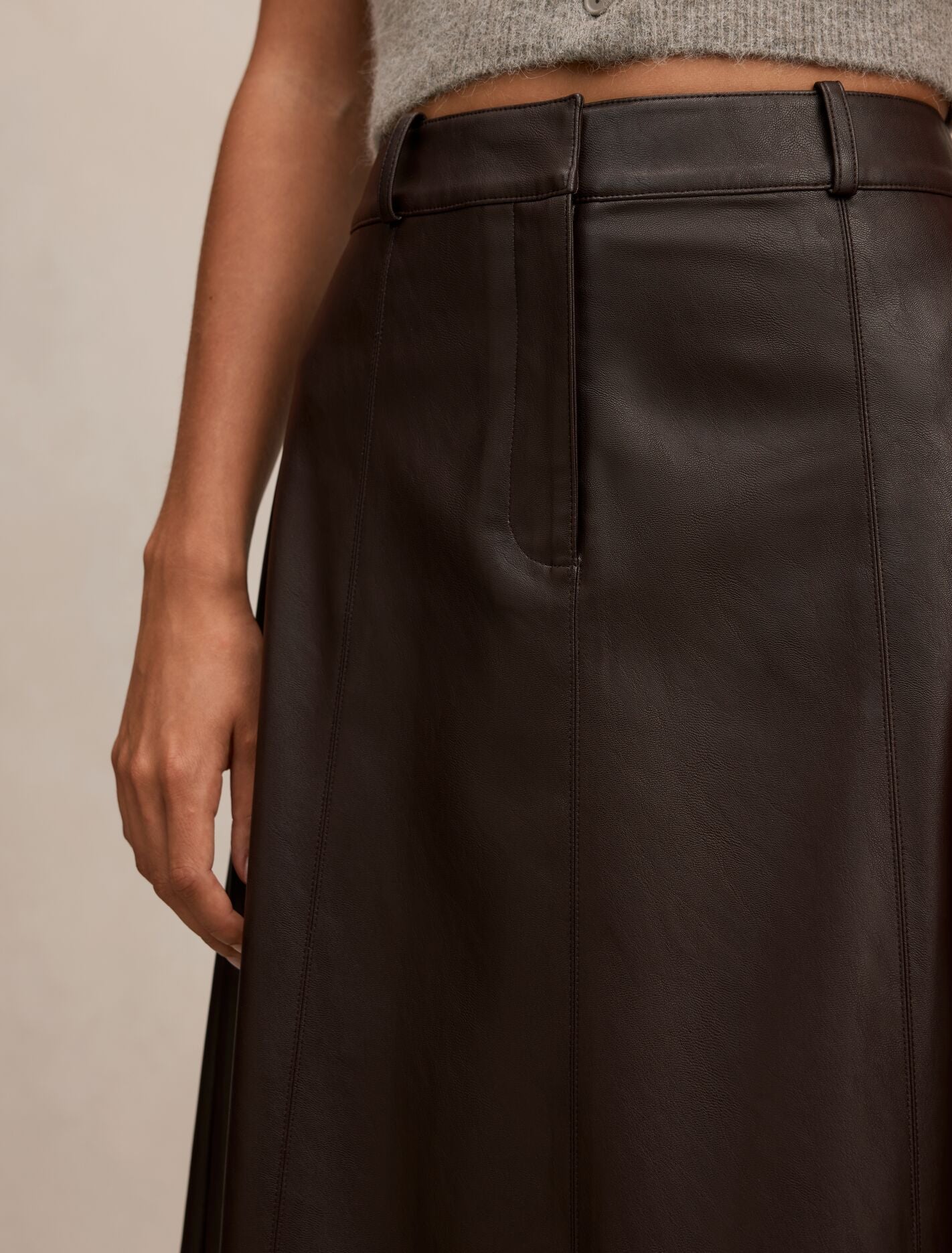 Isla Vegan Leather Midi Skirt Forever New