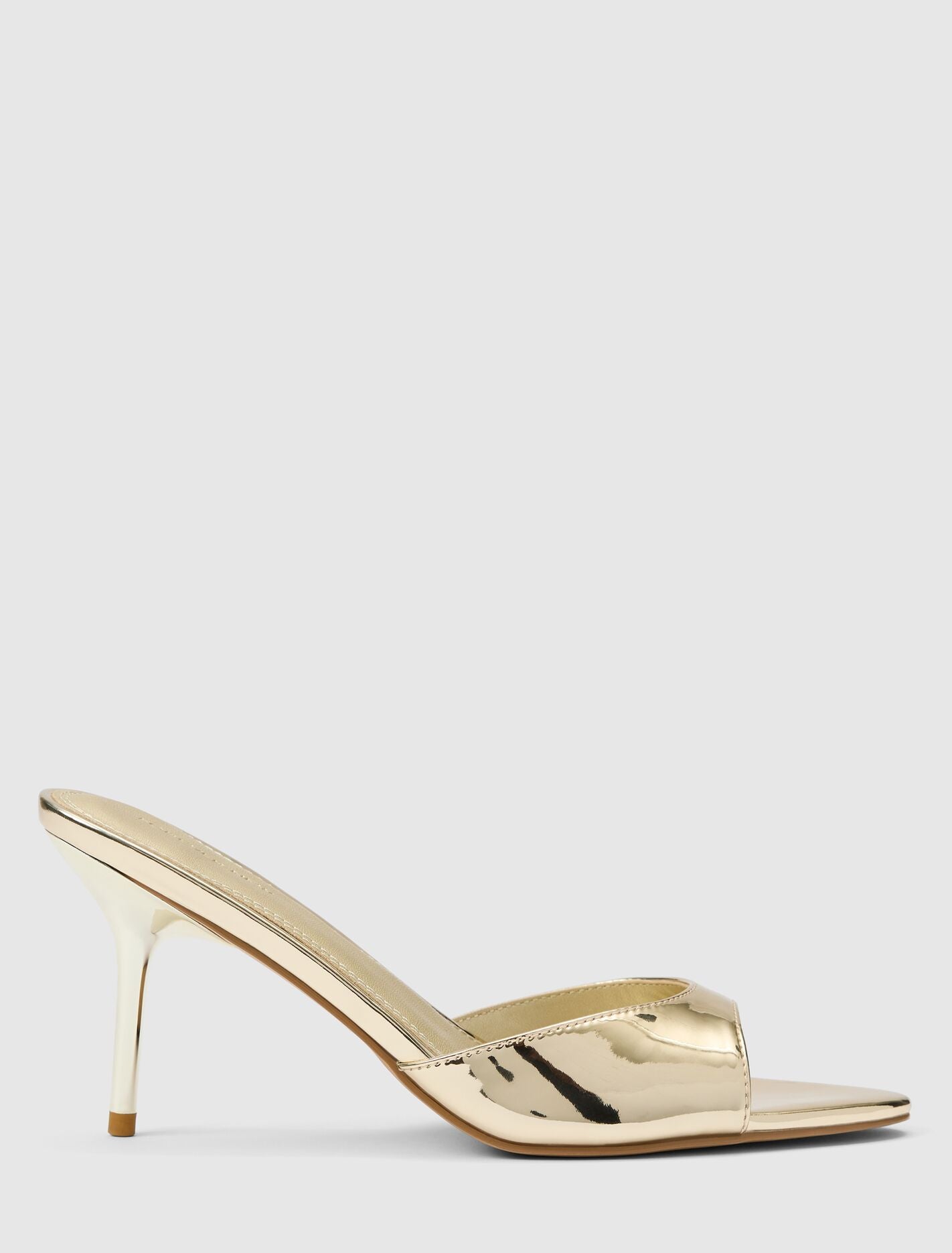 Poppy Pointed Toe Mule Heel Gold Forever New