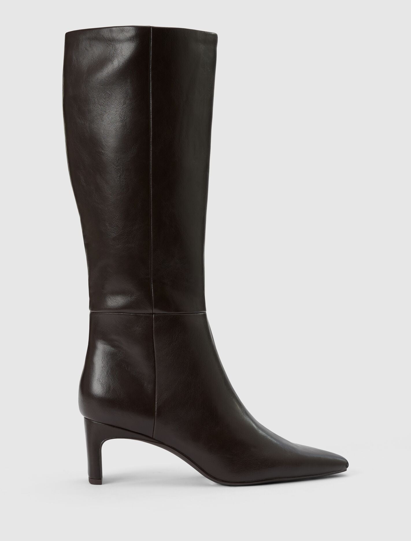 Callie Knee Length Chisel Toe Boot Chocolate Brown Forever New