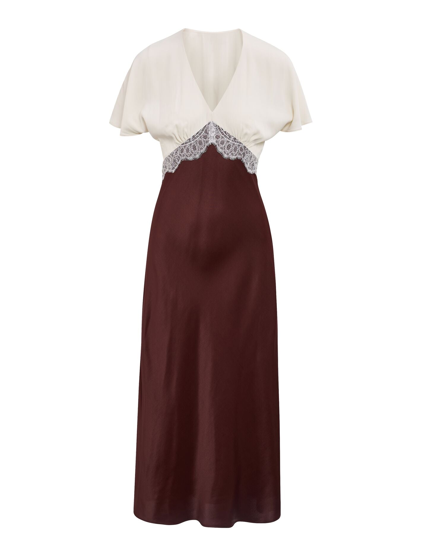 Julia Flutter Sleeve Satin Lace Midi Dress Forever New