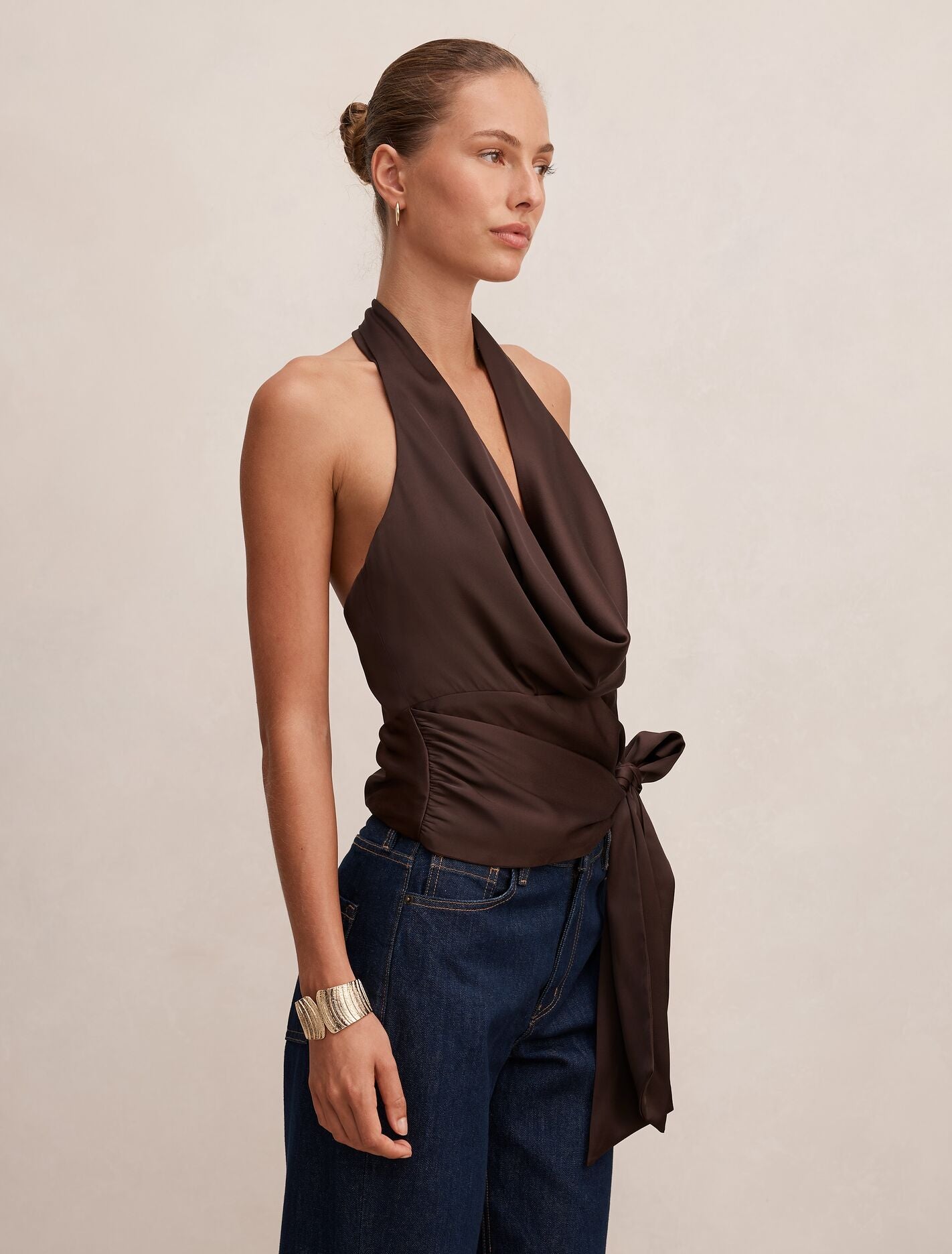 Jordyn Cowl Halter Tie Top Forever New