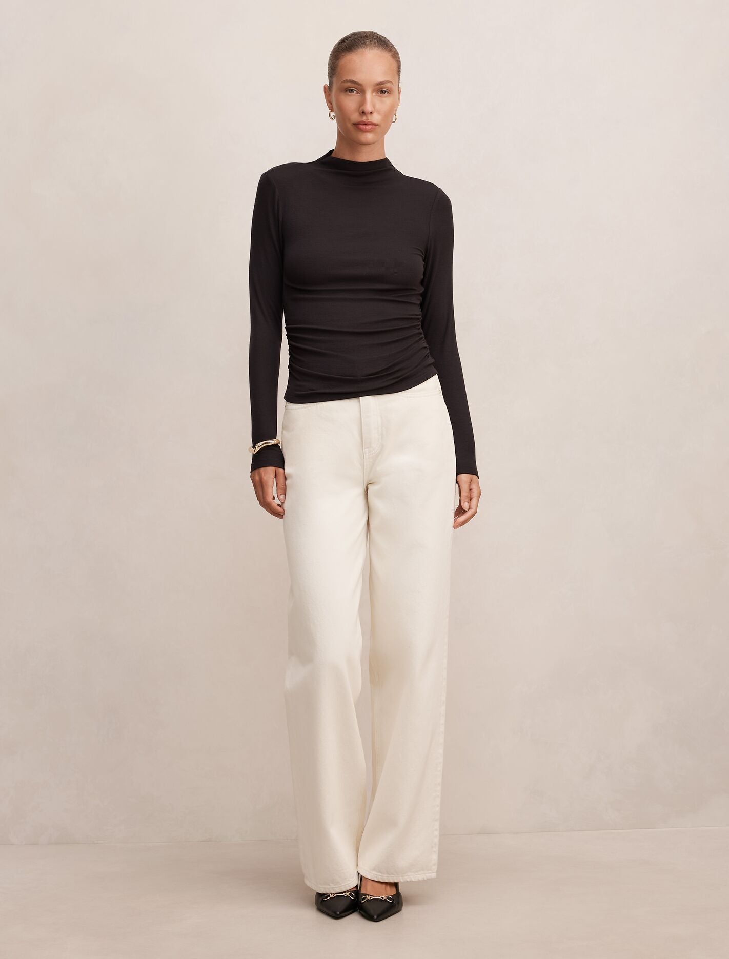 Josette Mock Neck Long Sleeve Top Forever New