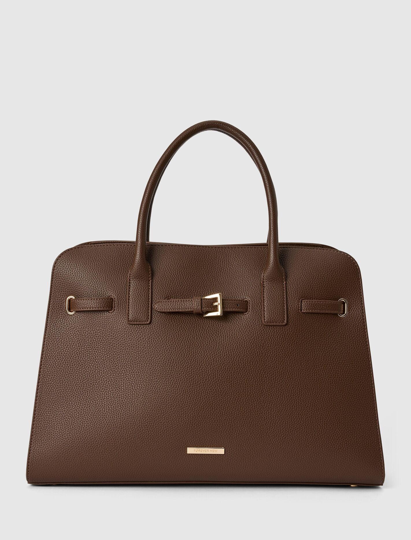 Clara Curve Buckle Tote Bag 0 Chocolate Forever New