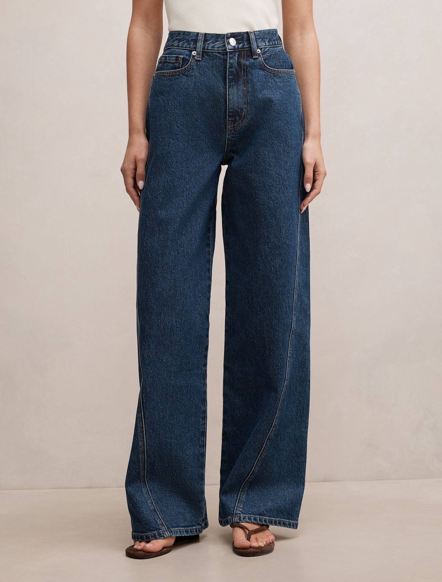 Kate Twisted Seam Wide Leg Jeans Mid Wash Forever New