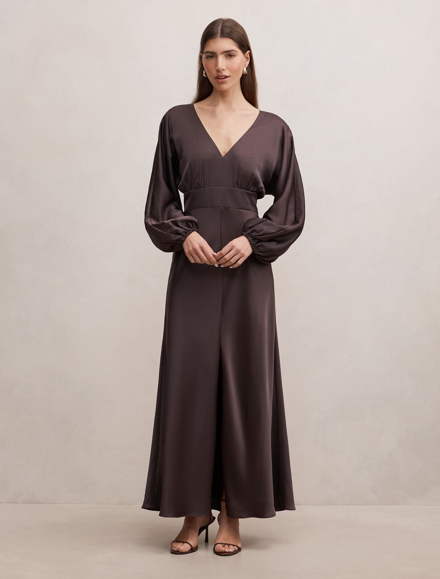 Vera Draped Batwing Maxi Dress Warm Chocolate Forever New