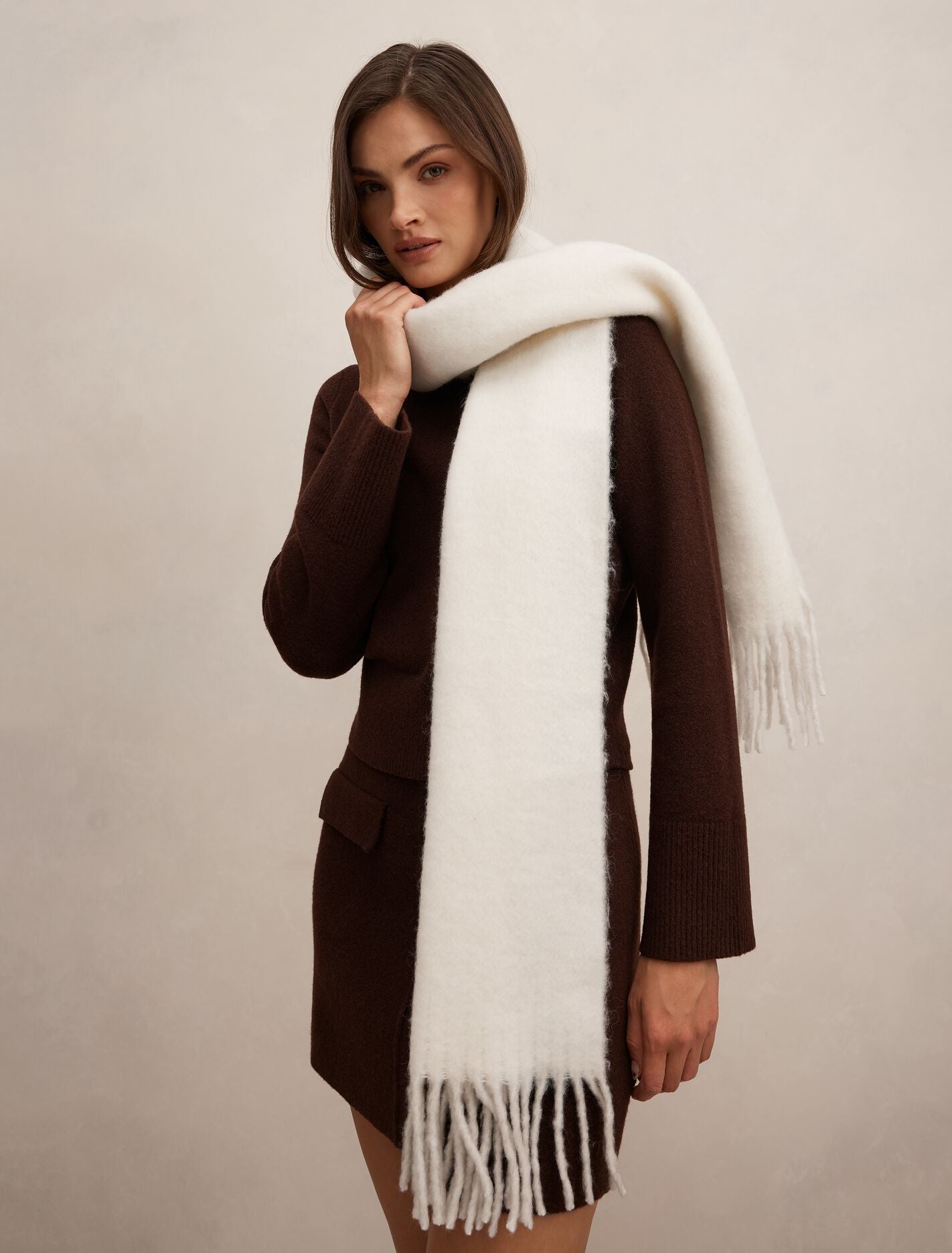 Brianna Brushed Scarf 0 Winter White Forever New