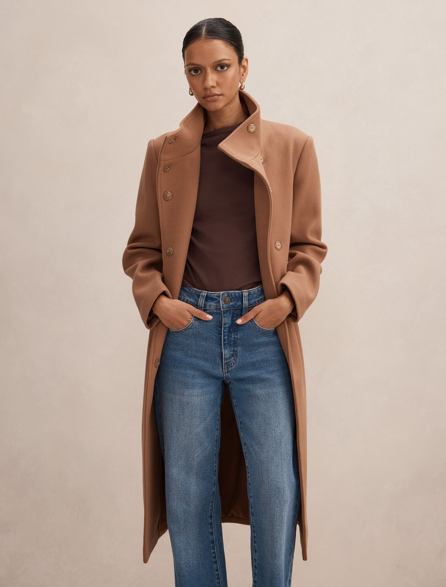 Phoebe Petite Funnel Neck Coat Forever New