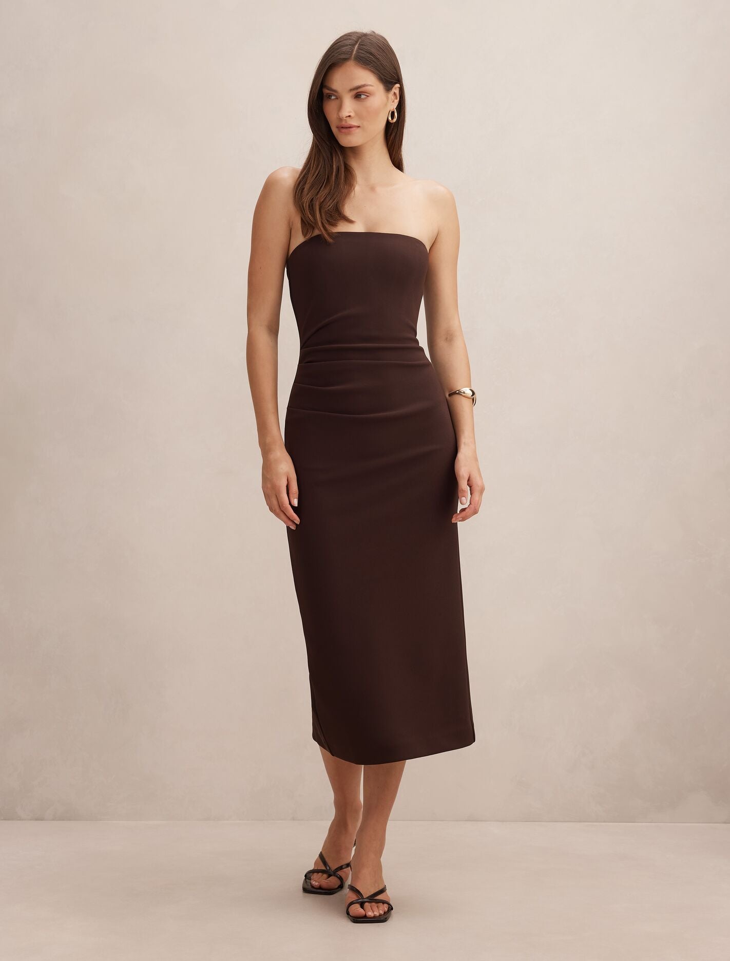 Betty Strapless Bodycon Dress Chocolate Forever New