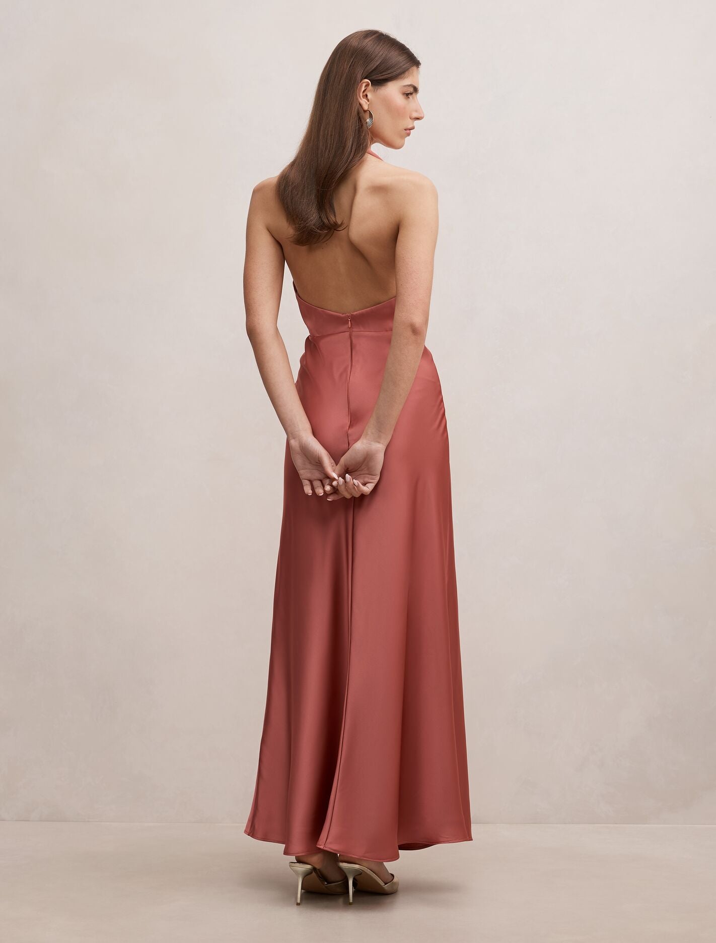 Becca Cowl Halter Satin Dress Forever New