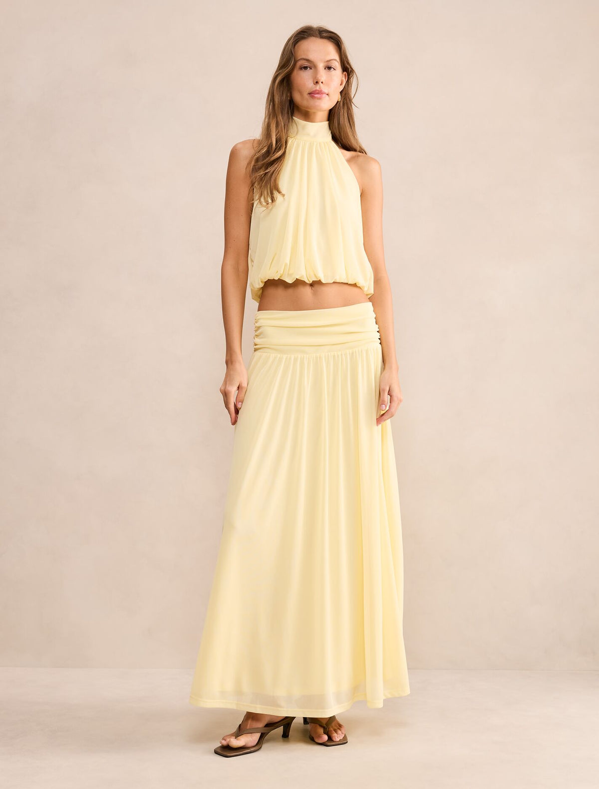 Layne Gathered Basque Maxi Skirt Forever New