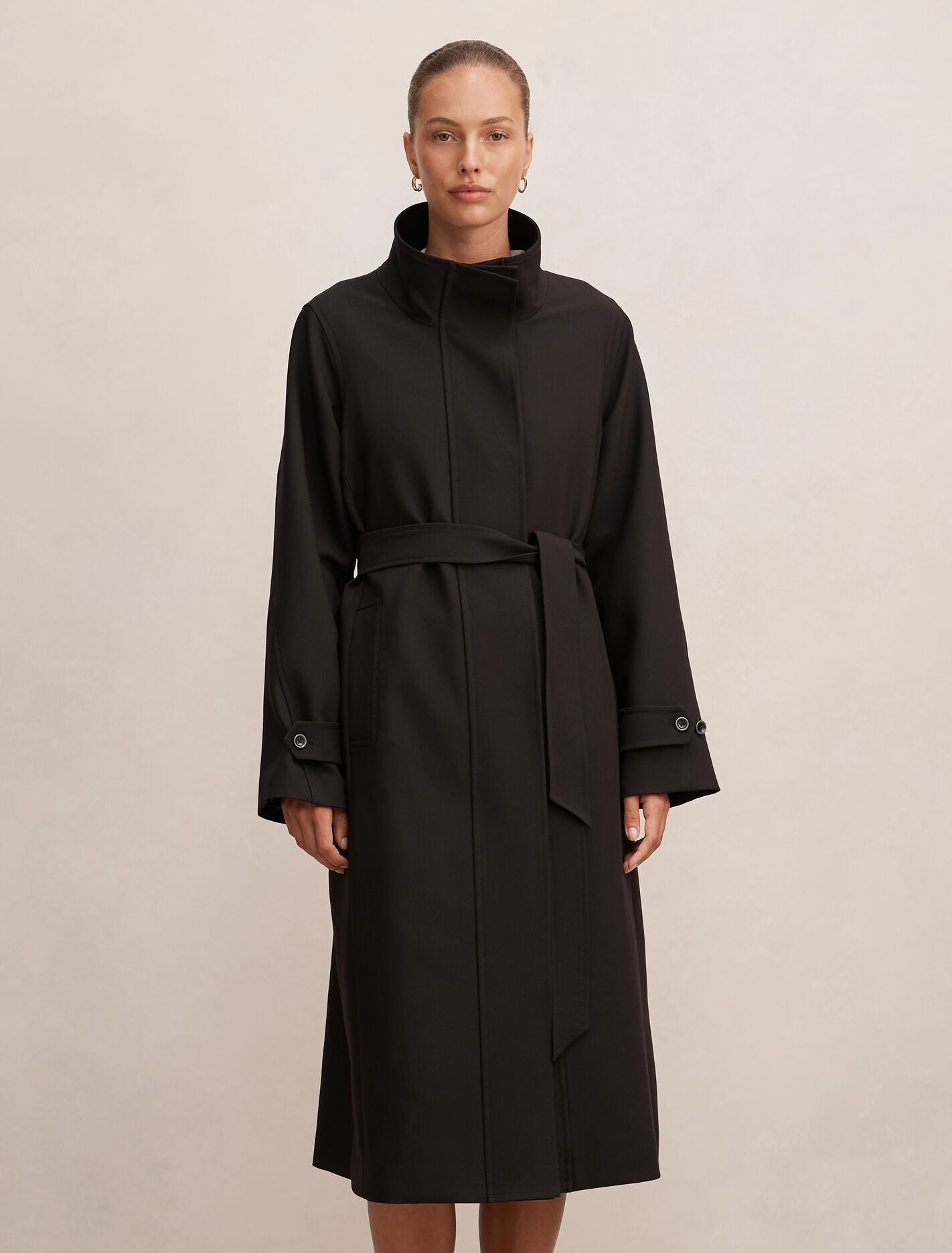 Florence Funnel Neck Trench Coat Black Forever New