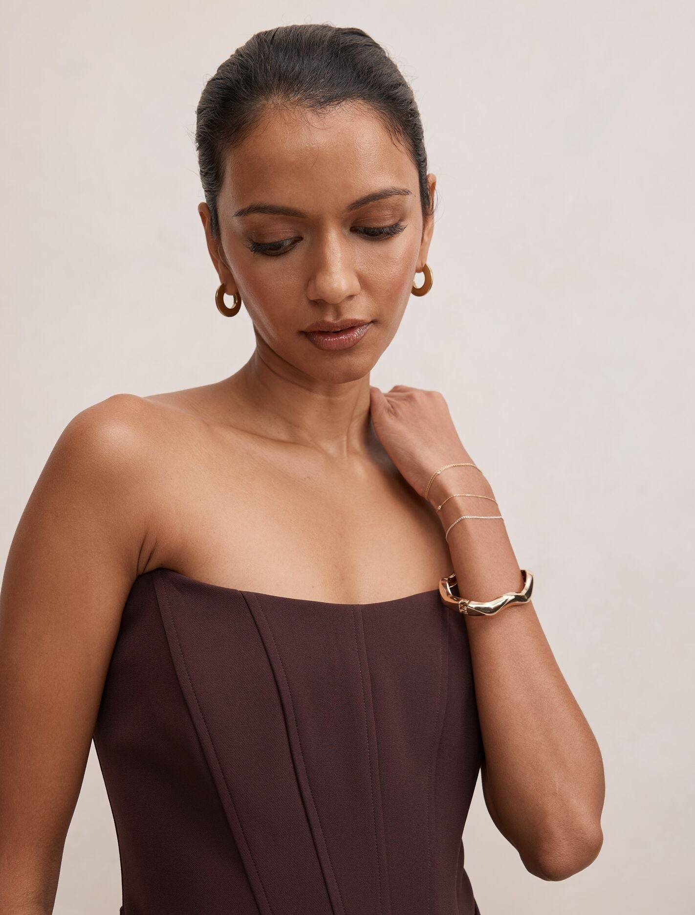 Isra Petite Drape Strapless Mini Dress