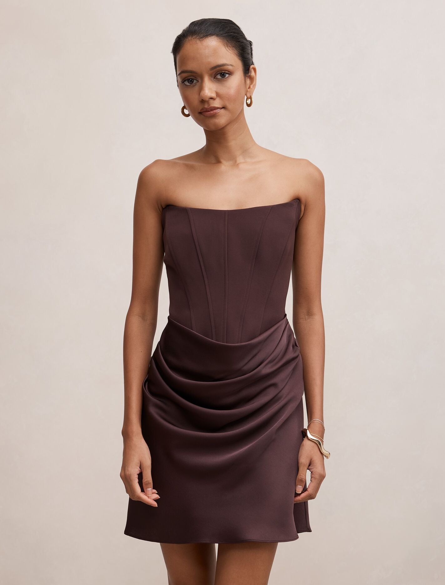 Isra Petite Drape Strapless Mini Dress