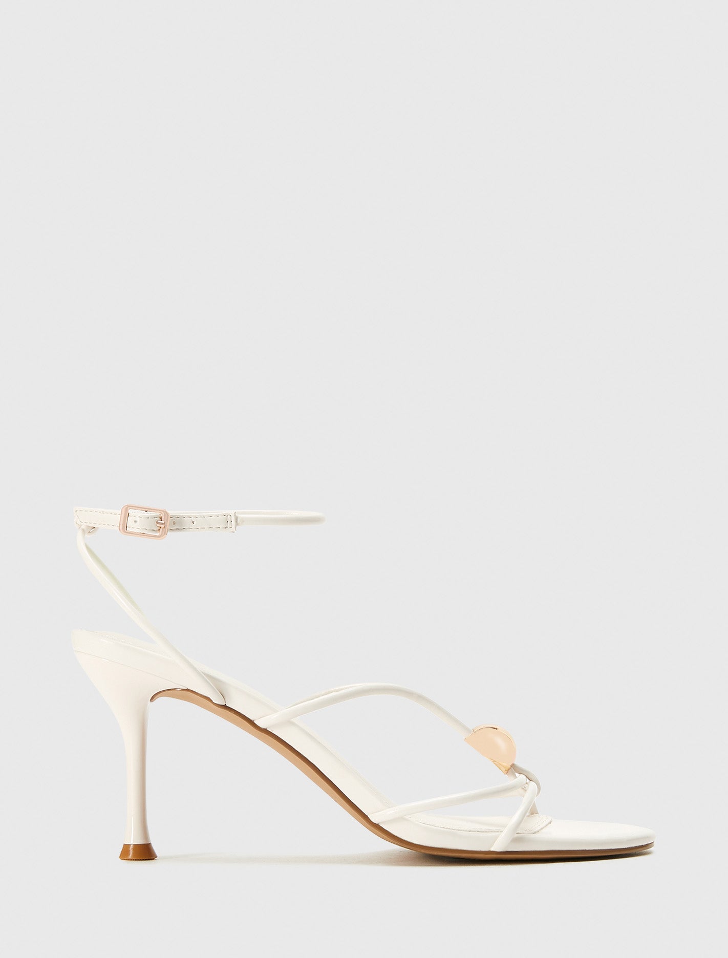 Summer Strappy Metal Trimmed Heeled Sandal Ivory Forever New