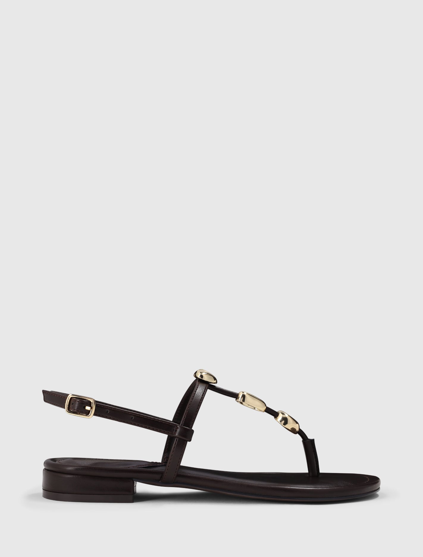 Fiona 2 Irregular Shaped Trim Flat Sandal Chocolate Brown Forever New