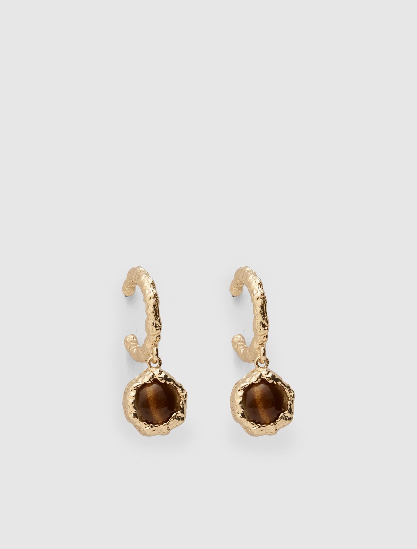 Signature Mara Molten Hoop Stone Earrings 0 Gold Brown Forever New