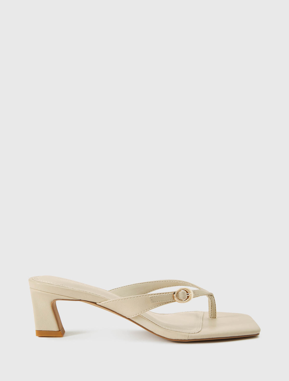 Belinda 2 Buckle Detail Thong Heeled Sandal Nude Forever New