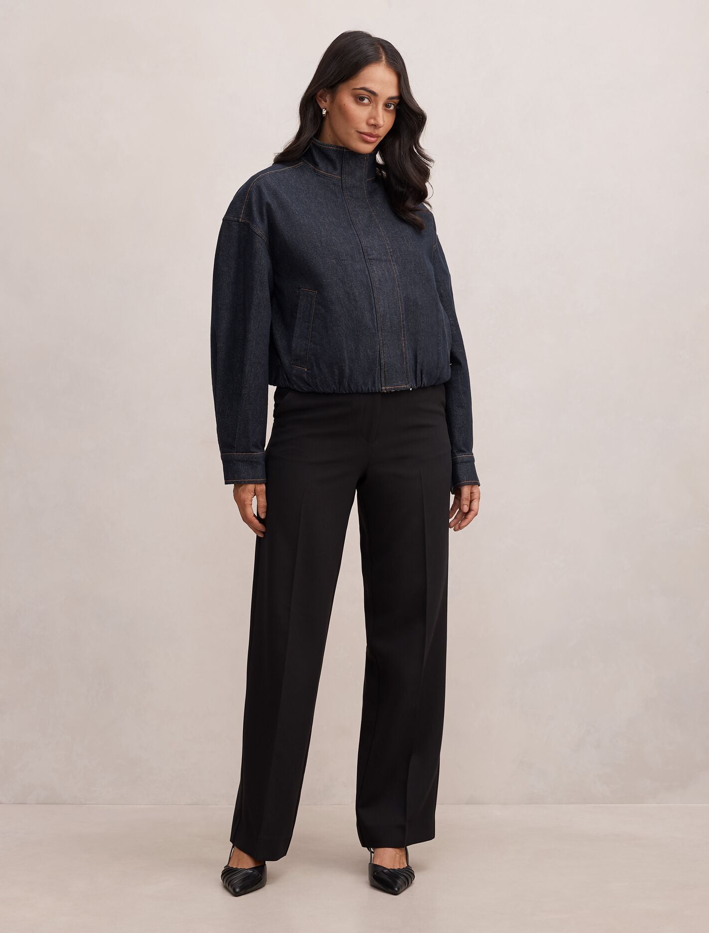 Lola Funnel Neck Denim Jacket Forever New