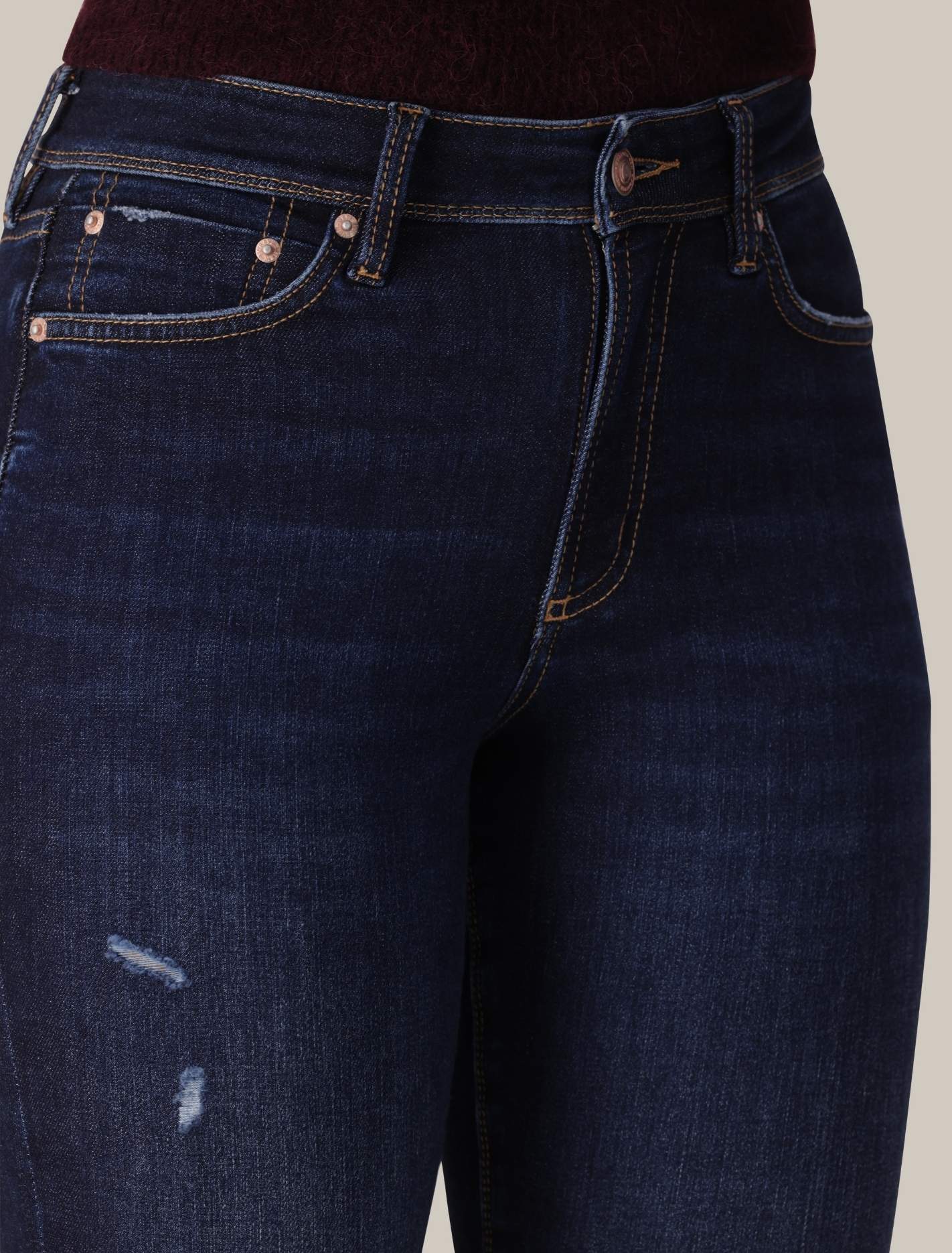 Nala Mid-Rise Dark Ripped Skinny Jeans Forever New