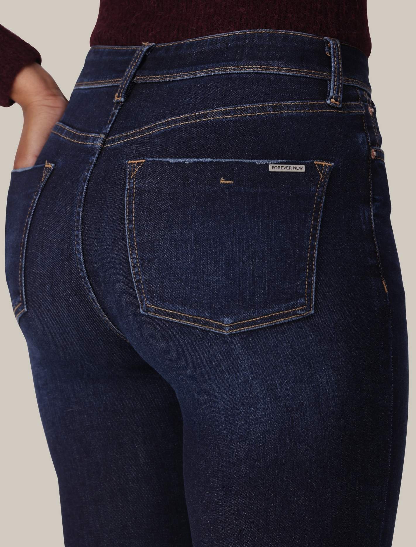 Nala Mid-Rise Dark Ripped Skinny Jeans Forever New