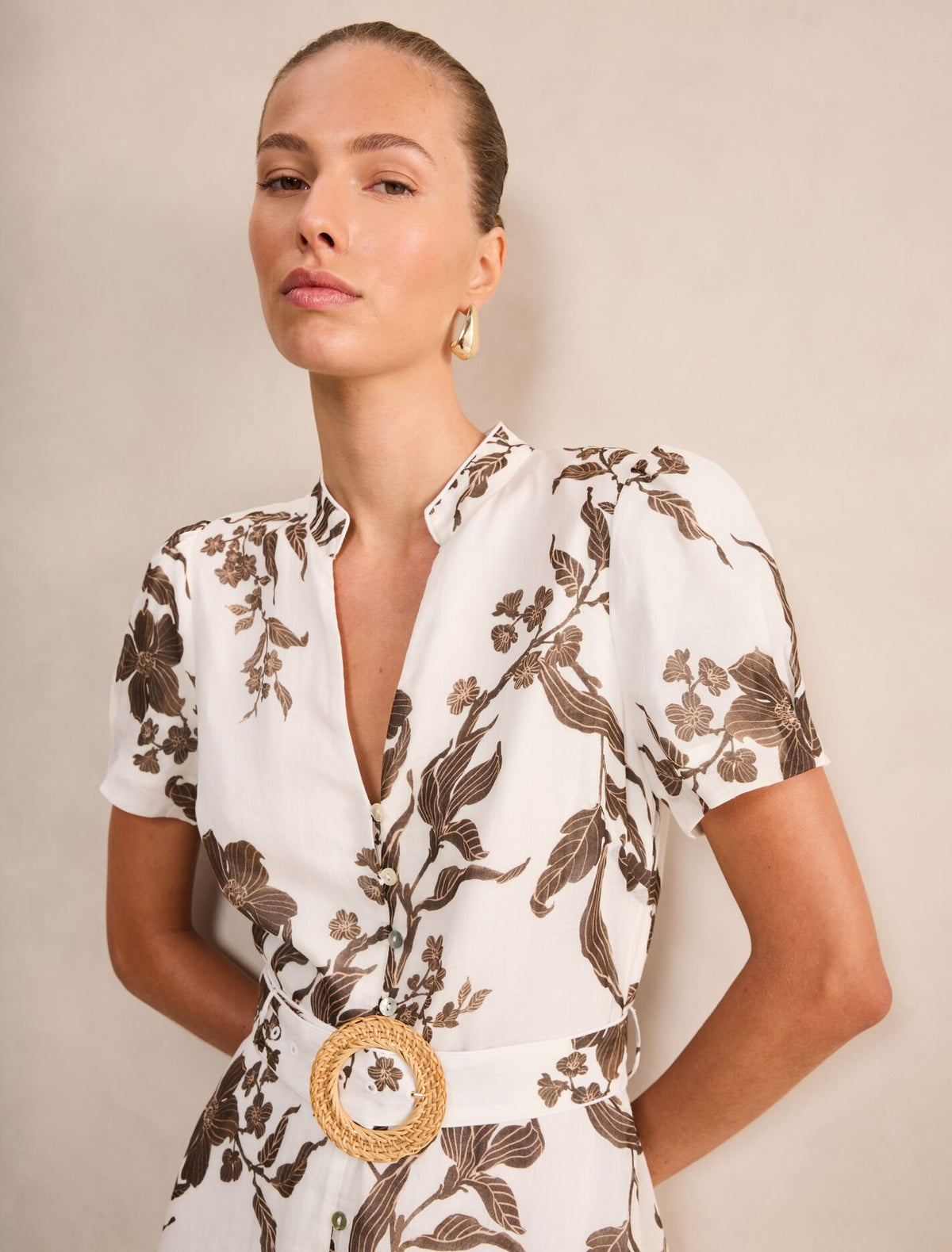 Bree Printed Shirt Midi Dress Forever New