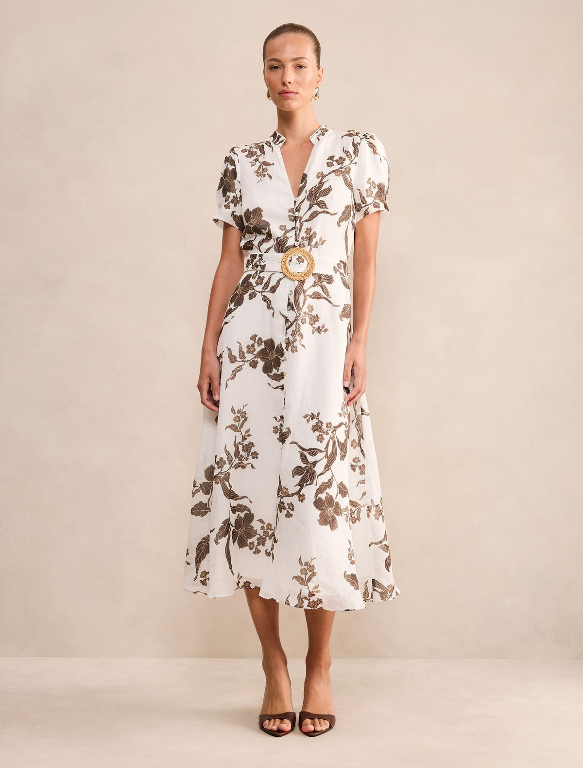 Bree Printed Shirt Midi Dress Light Mei Floral Forever New
