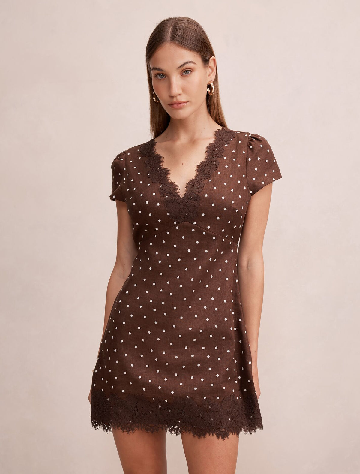 Lexi Lace Trim Linen Mini Dress