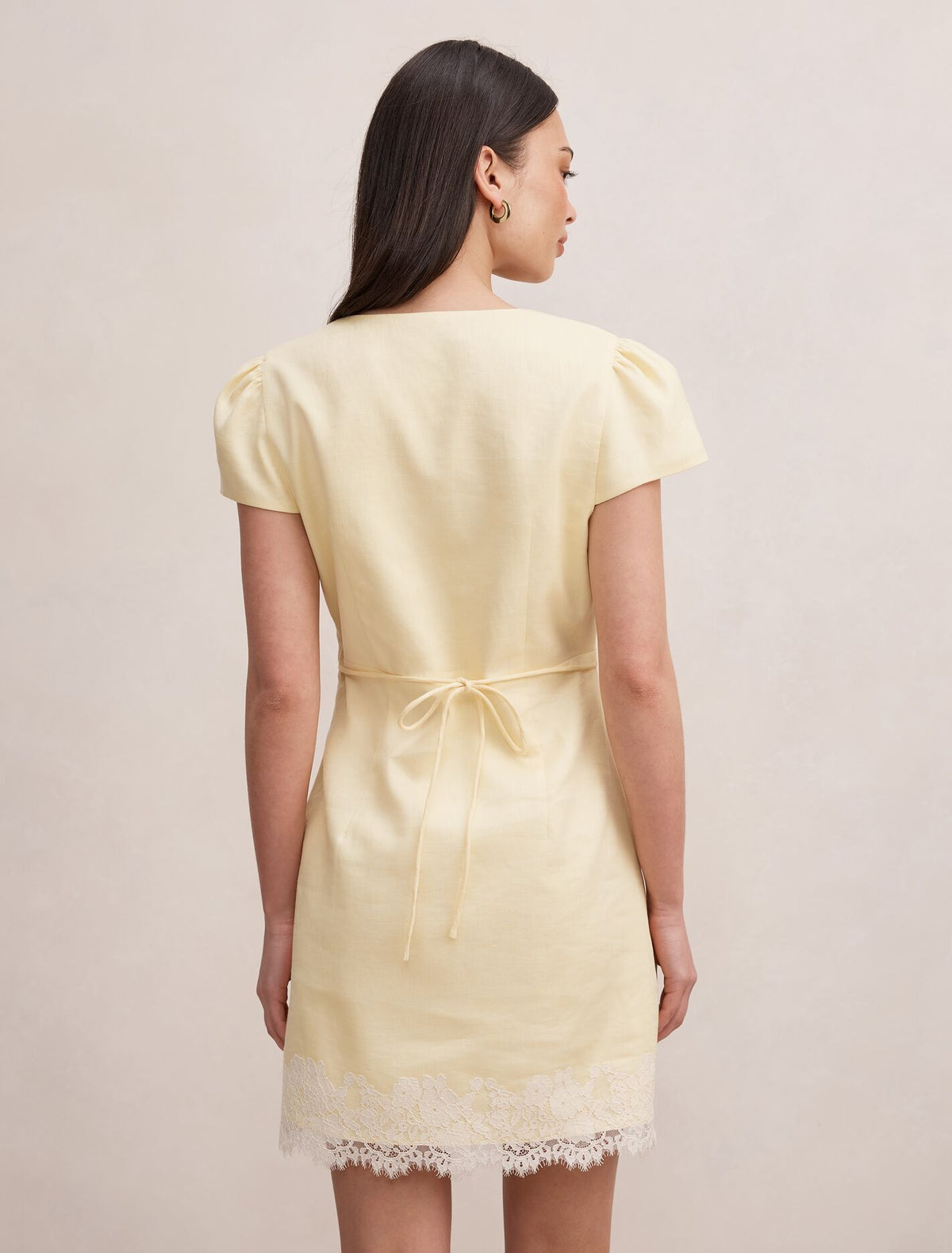 Lexi Lace Trim Linen Mini Dress Forever New