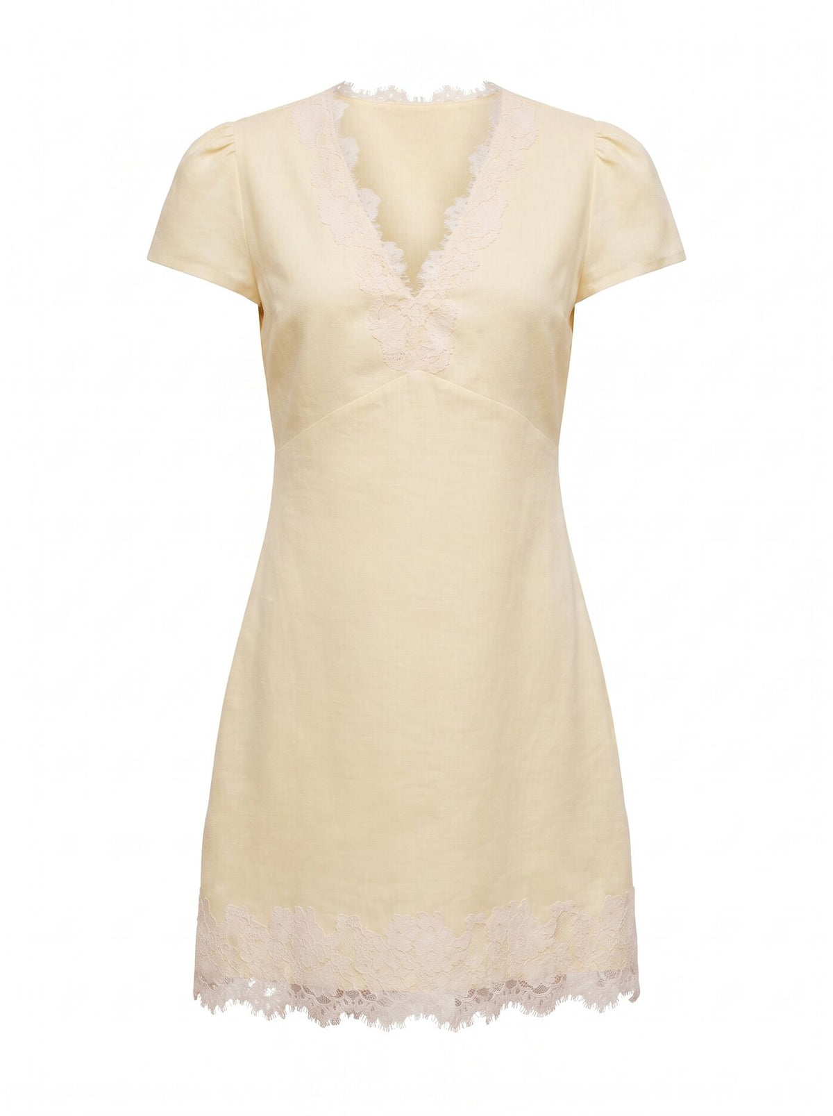 Lexi Lace Trim Linen Mini Dress Forever New