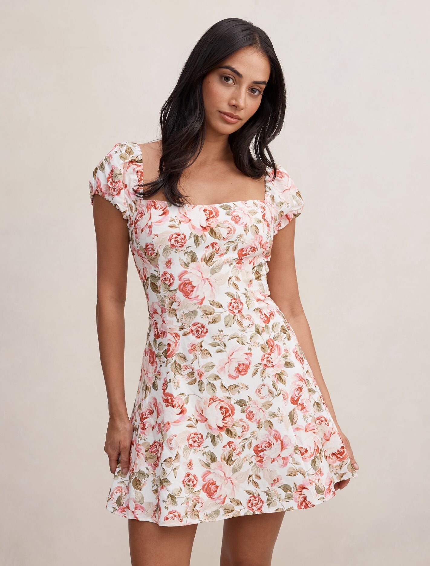 Pearl Cap Sleeve Mini Dress Red Regent Floral Forever New