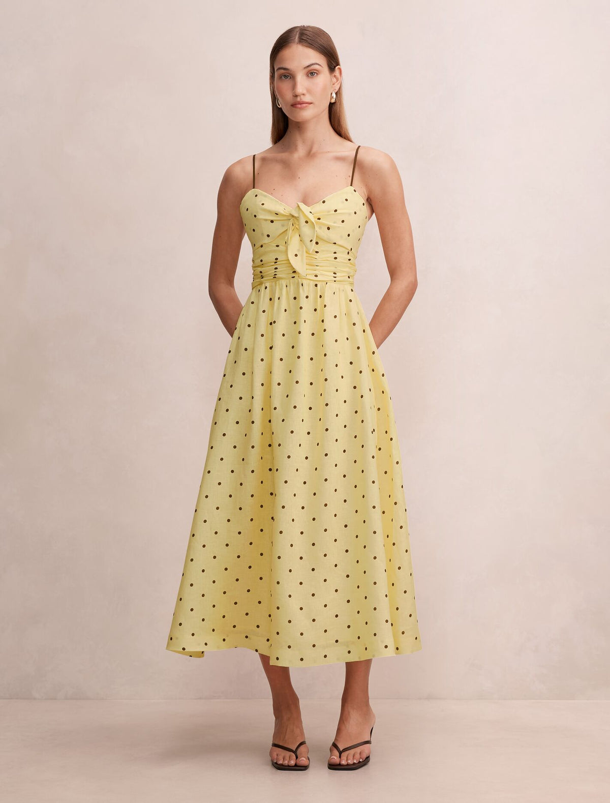 Isabella Tie Front Linen Midi Dress Forever New