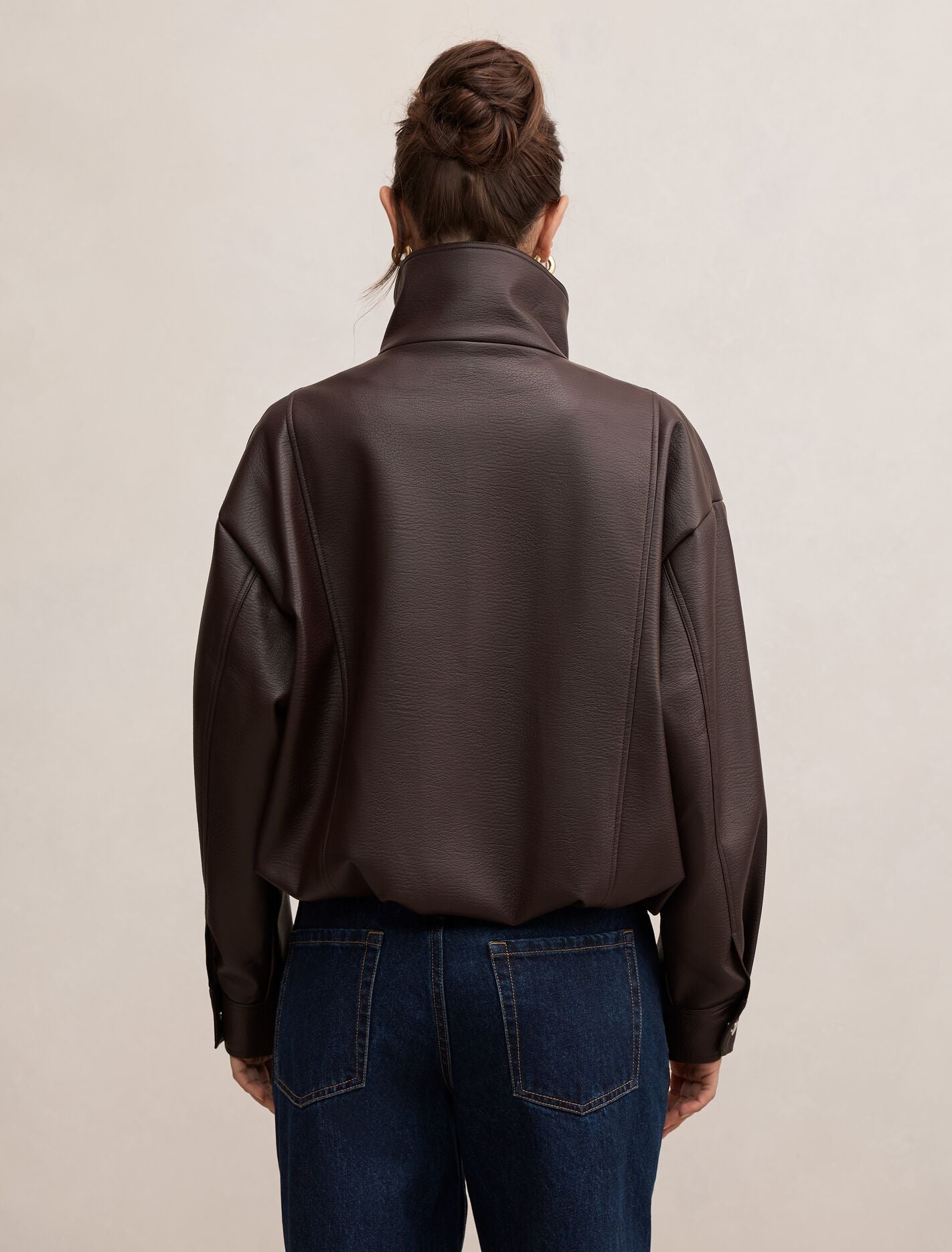 Bex Double Funnel Neck Pu Jacket Forever New