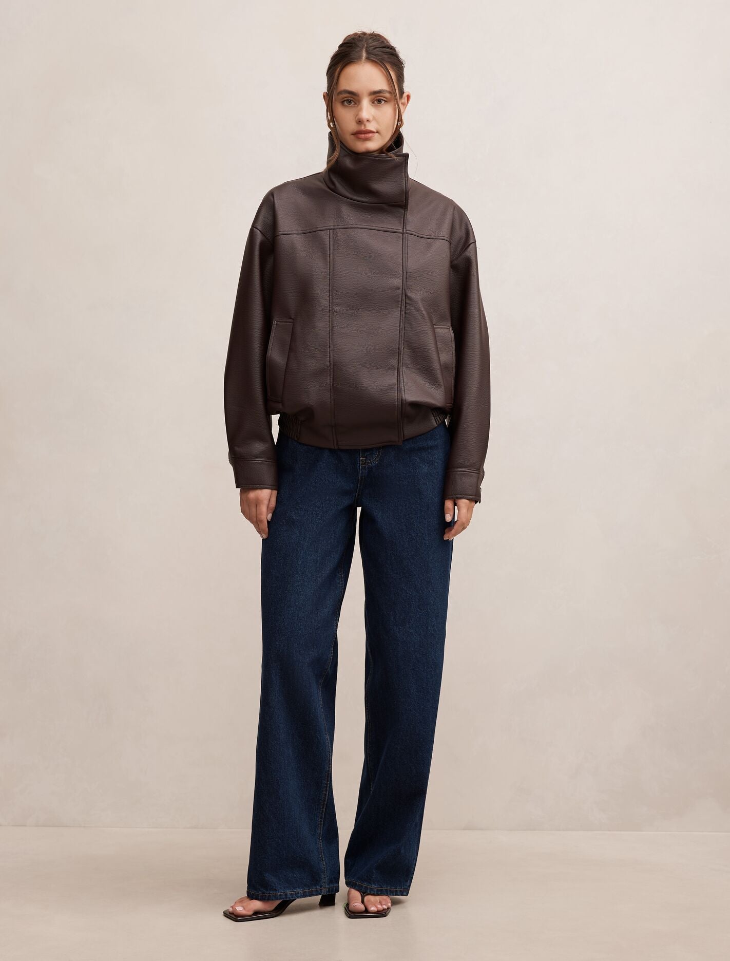 Bex Double Funnel Neck Pu Jacket Forever New