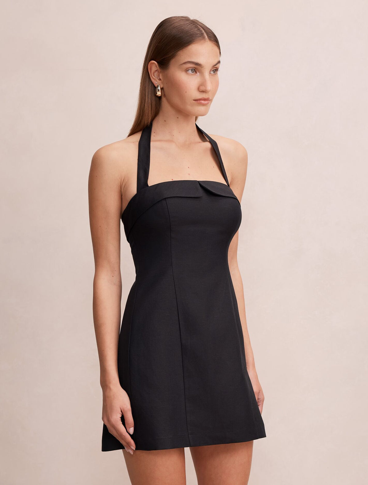 Rue Halter Linen Mini Dress Forever New