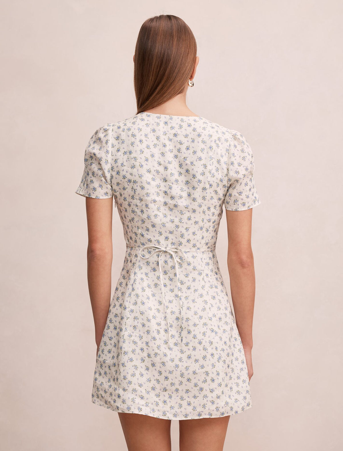 Saffia Pintuck Linen Mini Dress