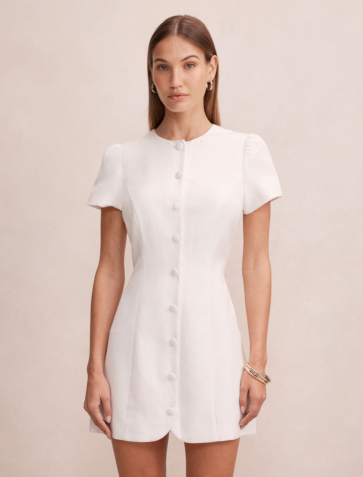 Elinda Button Up Linen Mini Dress