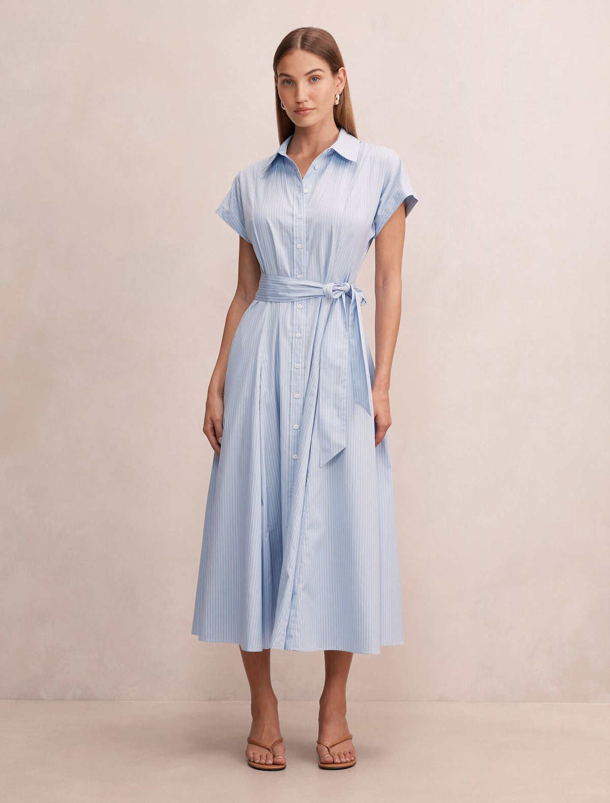Mina Stripe Shirt Midi Dress Blue Stripe Forever New