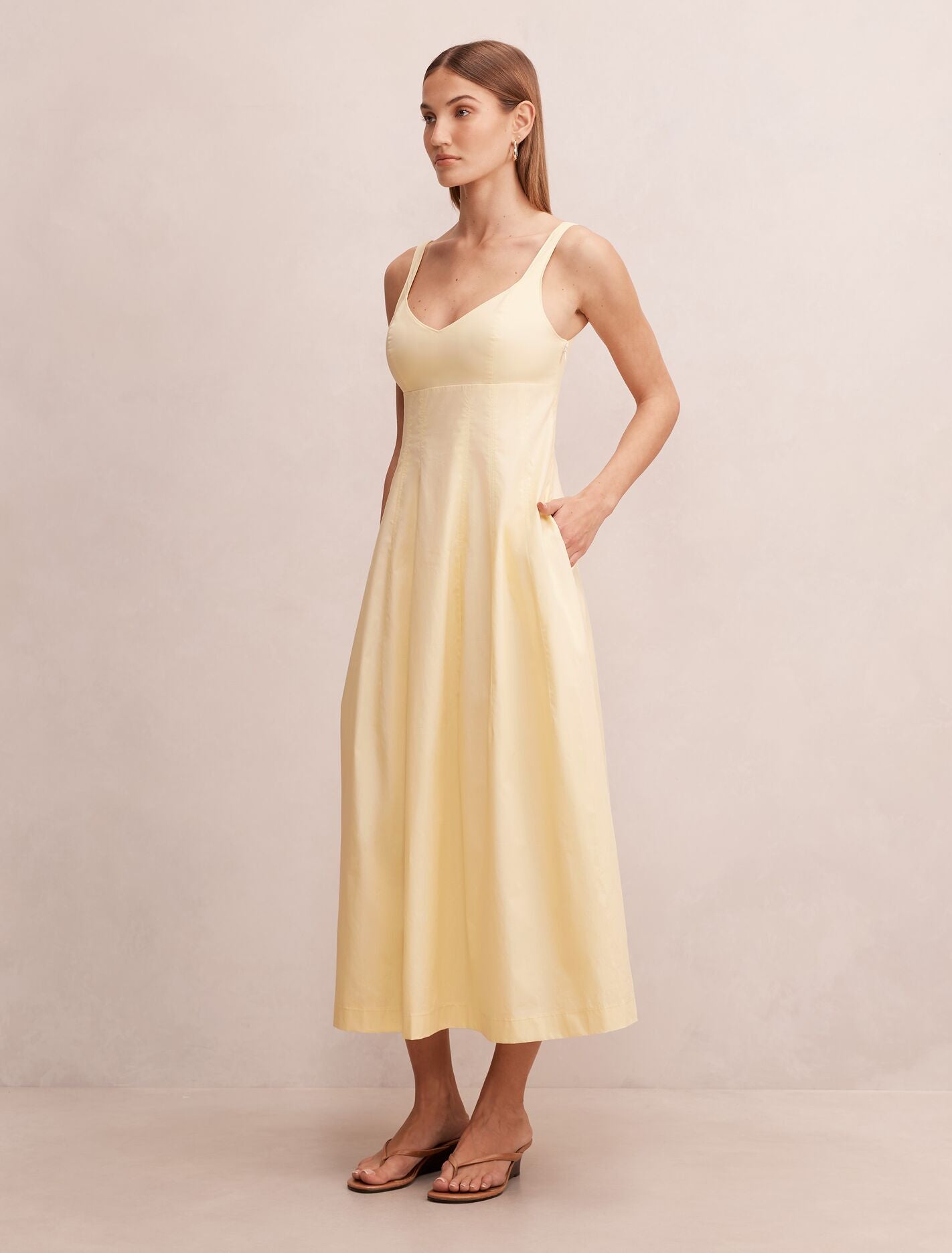 Chessy Seamed Cotton Midi Dress