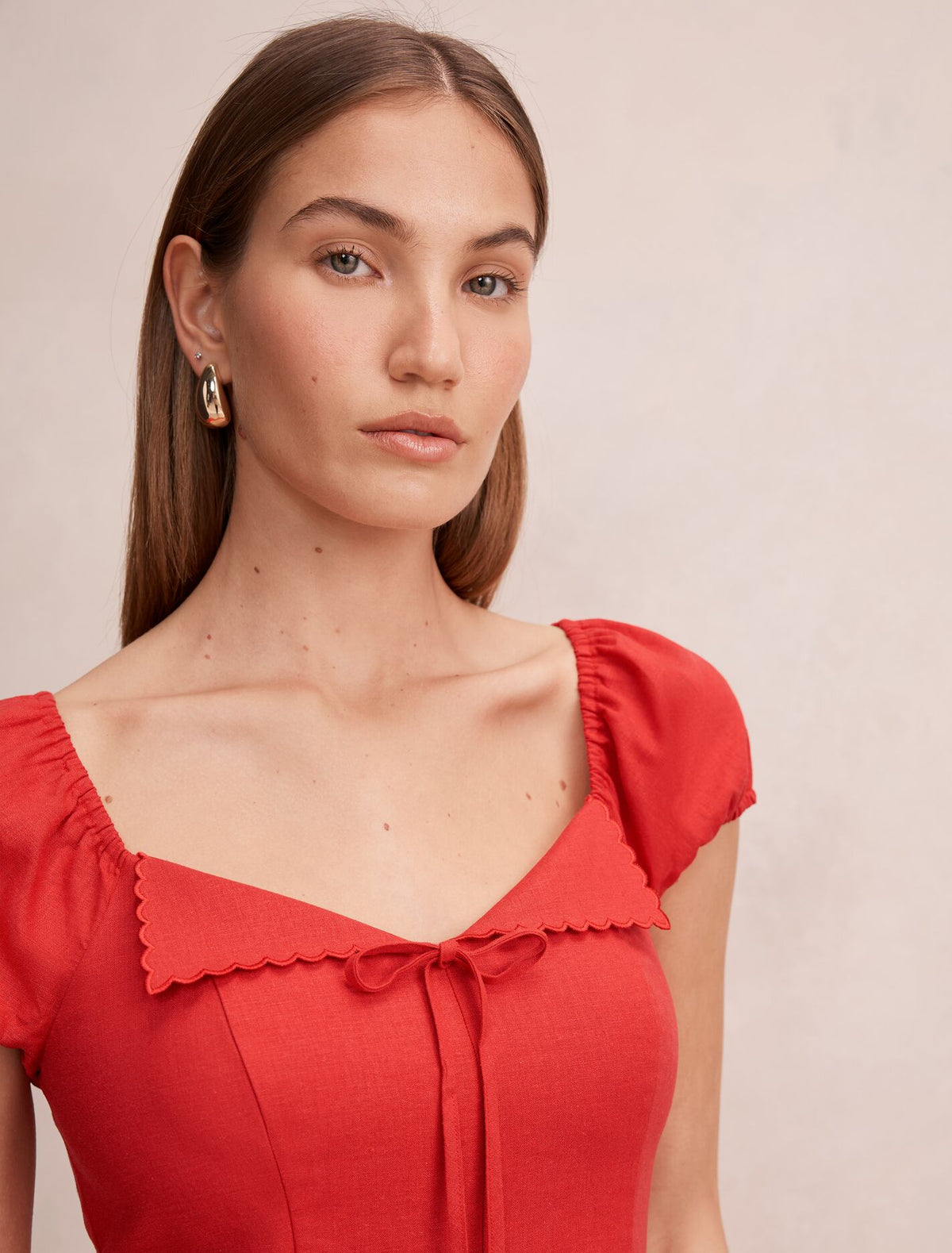 Portia Folded Collar Linen Mini Dress Forever New