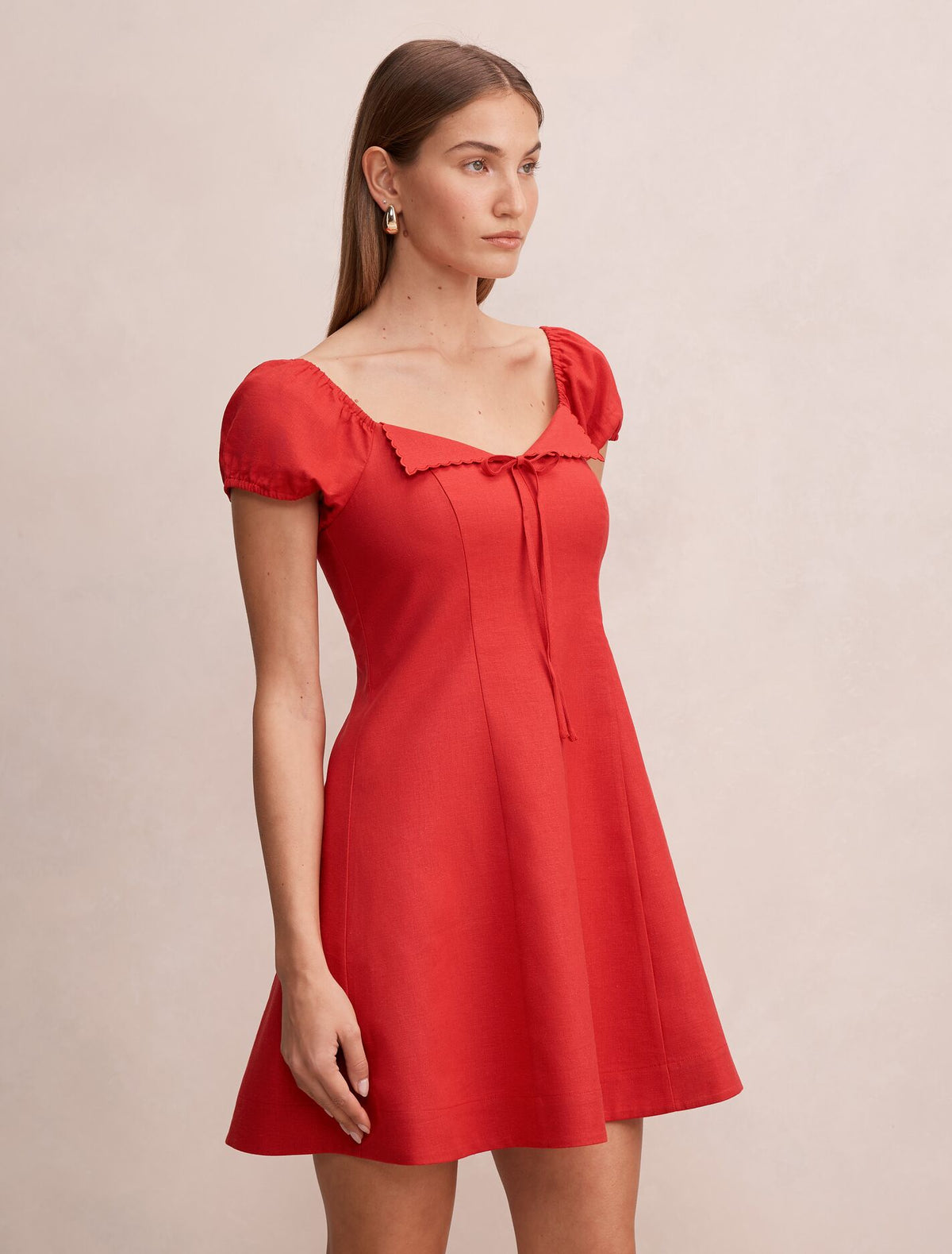 Portia Folded Collar Linen Mini Dress Forever New