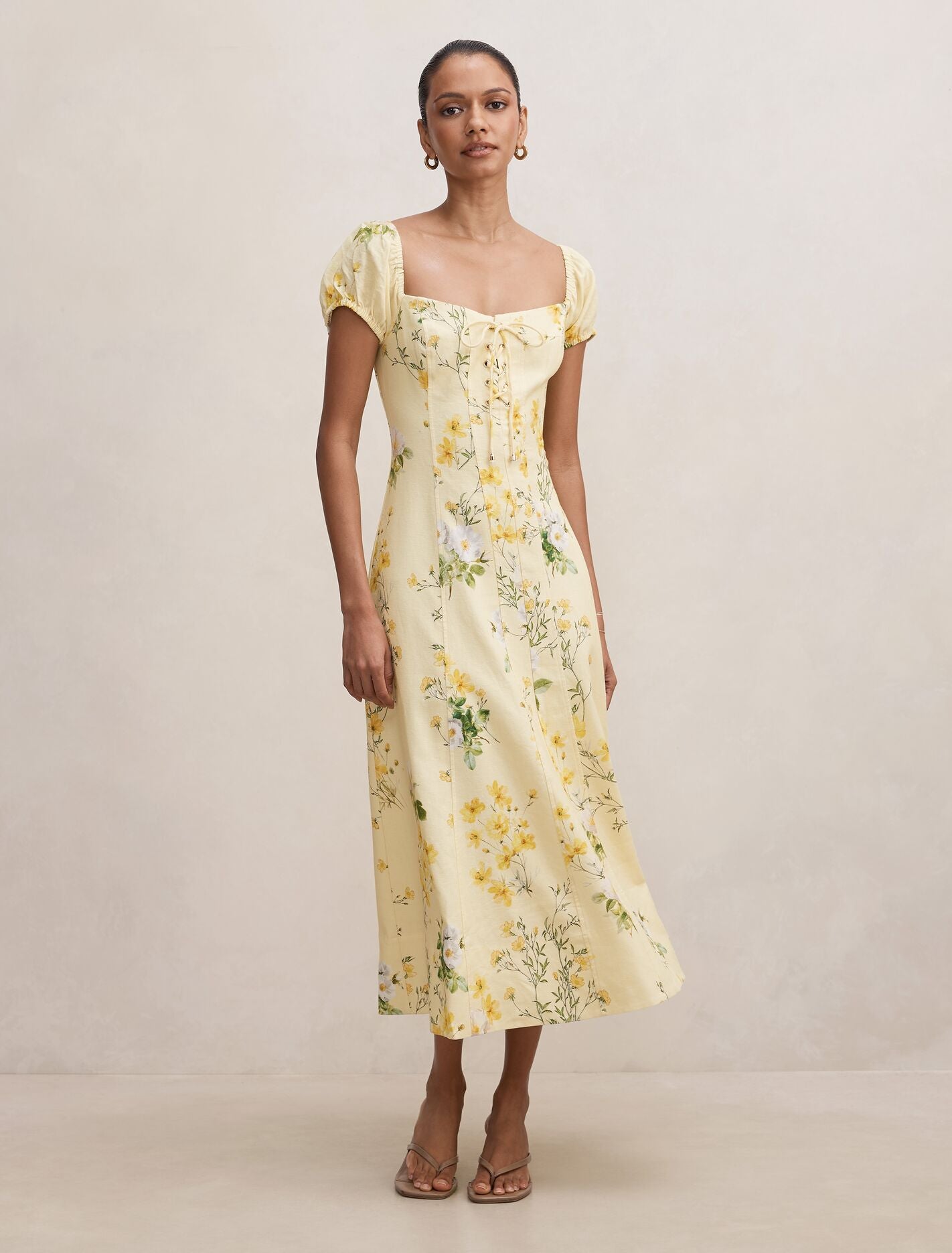 Sallie Petite Tie Front Midi Dress Saffia Ditsy Forever New