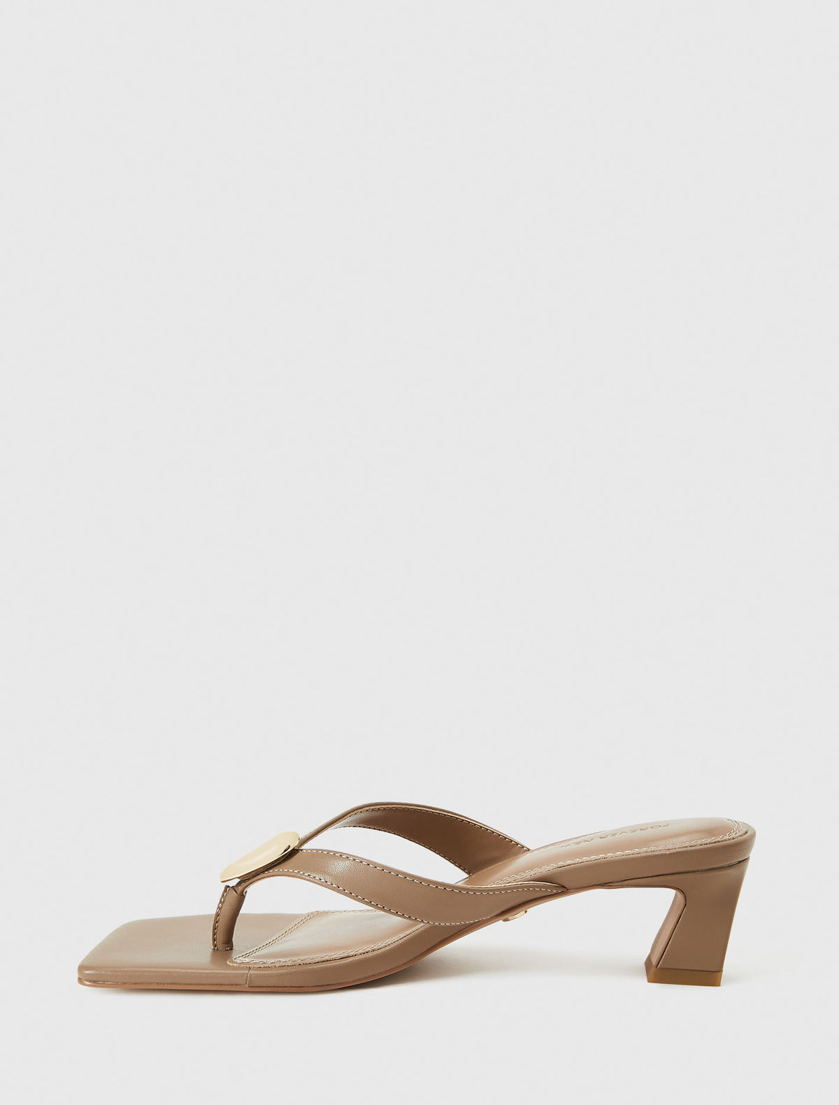 Zara Hammered Trim Detail Thong Heeled Sandal Forever New