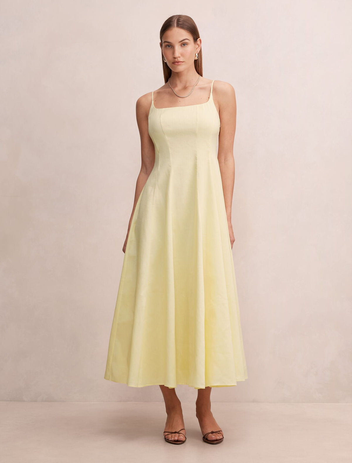 Emery Panel Midi Dress Soft Daffodil Forever New