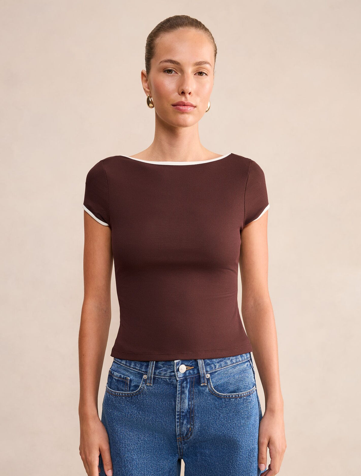 Luna Contrast Bind T-shirt Forever New