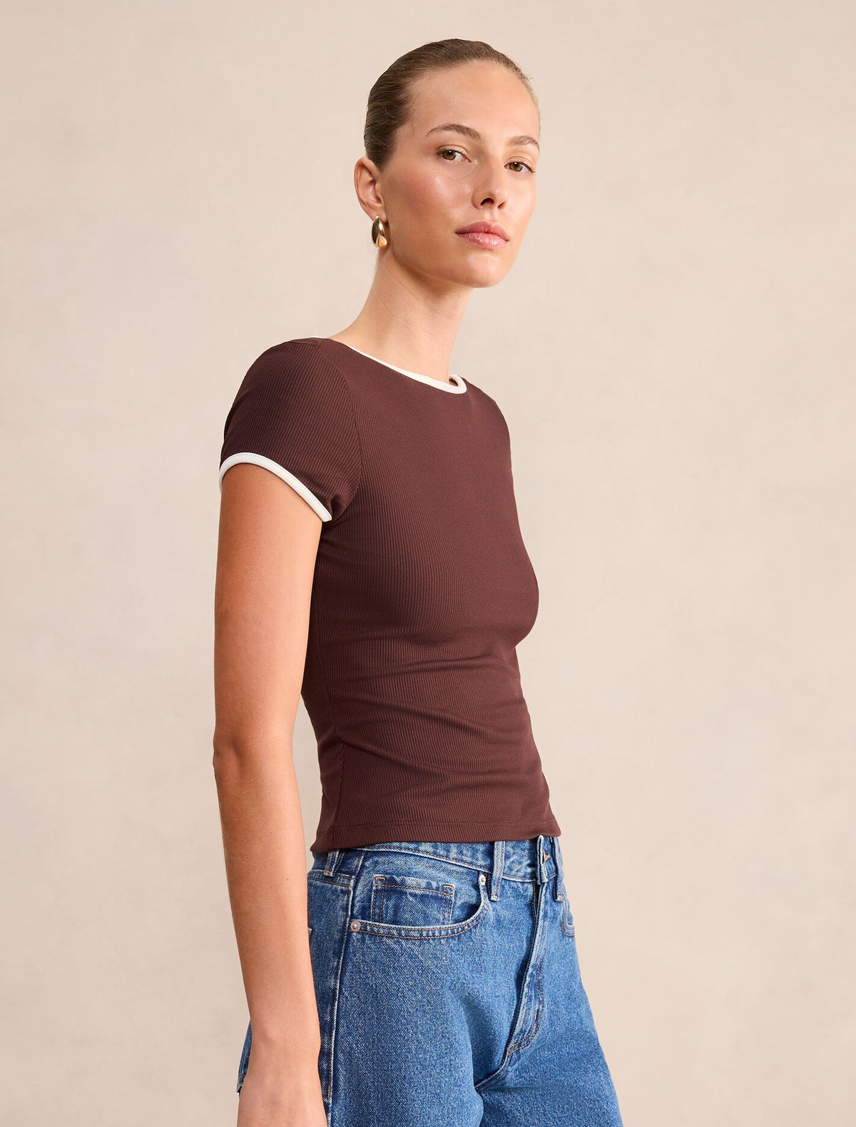 Luna Contrast Bind T-shirt Forever New